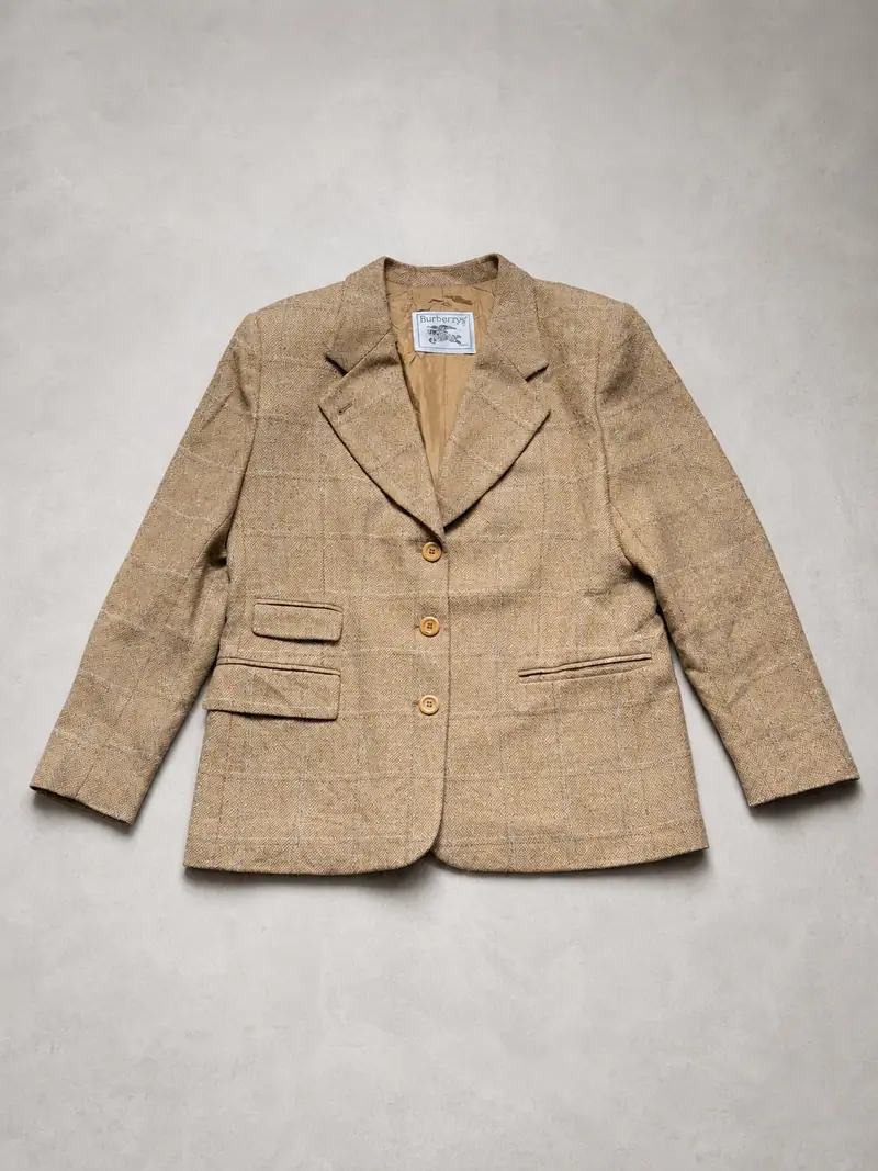 Burberrys — Vintage Windowpane Tweed Blazer