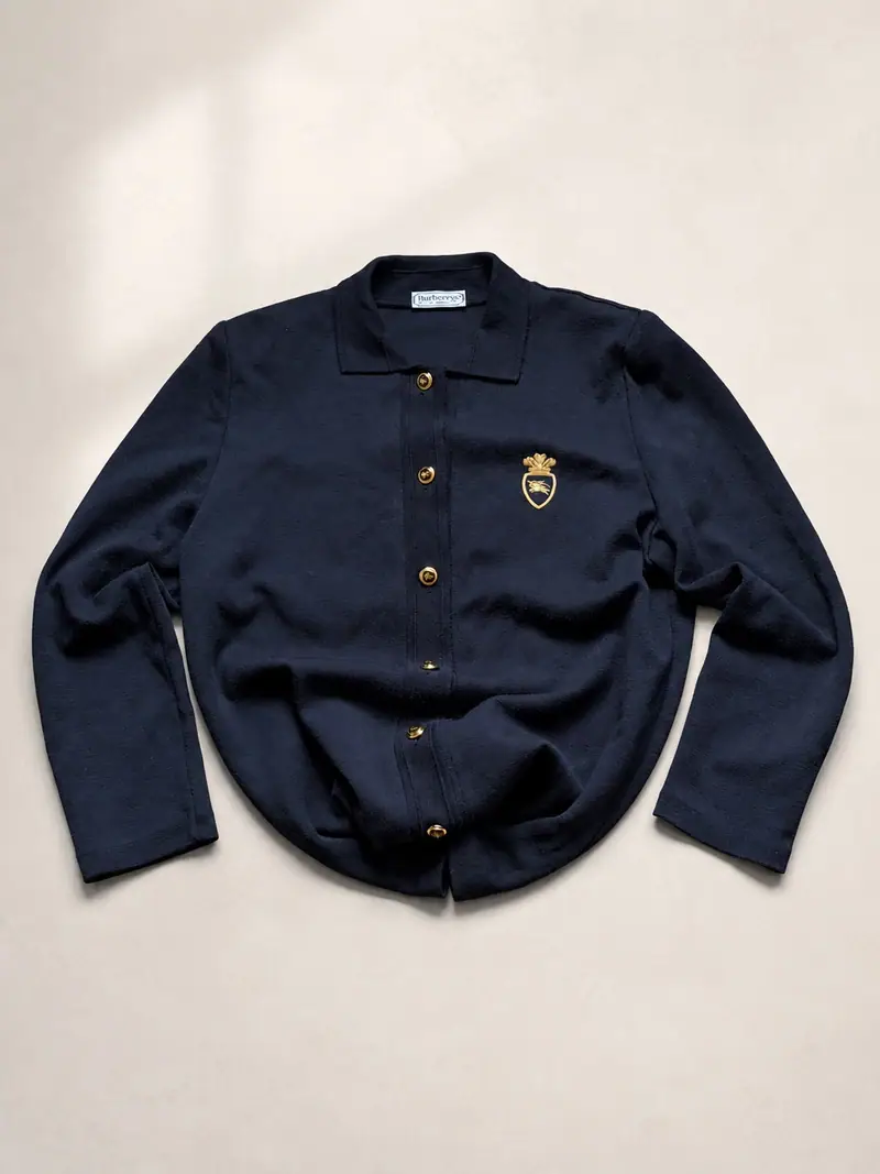 Burberrys of London Merino Wool Cardigan Navy Size 46