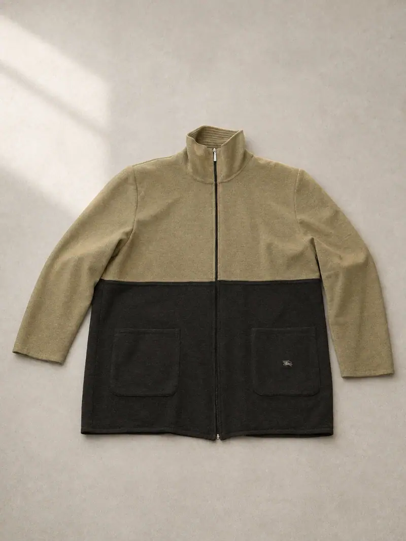 Burberrys of London — Vintage Two-Tone Zip Knit Jacket