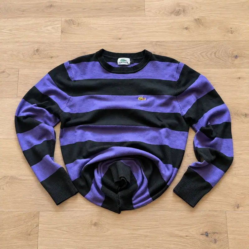 Lacoste — Purple and Black Striped Jumper