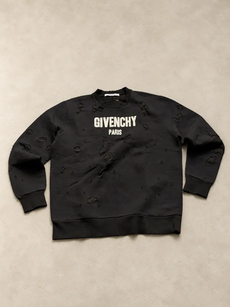 Givenchy Paris — Destroyed Black Sweatshirt